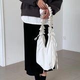 MBTI Pleated Women's Shoulder Bag Solid Large Capacity Purse