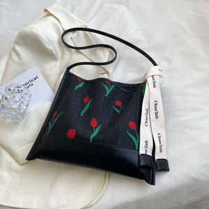 Embroidery Tulips Floral Tote Bag for Women
