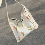 Embroidery Tulips Floral Tote Bag for Women