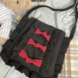 Sweet Girl Canvas Shoulder Bag with Bow Japanese Style