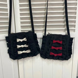 Sweet Girl Canvas Shoulder Bag with Bow Japanese Style