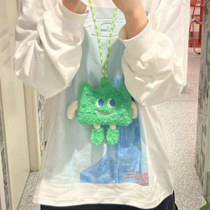 MBTI Kawaii Shoulder Bag Green Lipstick Zipper Small Coin Purse