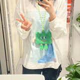 MBTI Kawaii Shoulder Bag Green Lipstick Zipper Small Coin Purse