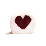 MBTI Love Heart Shoulder Bag Fluffy Phone Package Soft Plush Circular Crossbody