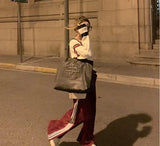 MBTI Casual Soft Tote Bag Summer Pu Leather Large Capacity Shoulder Bag