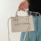 MBTI Pink Motorcycle Shoulder Bag Women Casual Pu Leather Top-Handle Bags
