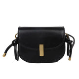 MBTI Saddle Bag Vintage Casual PU Leather Purse Solid Female Shoulder Bag
