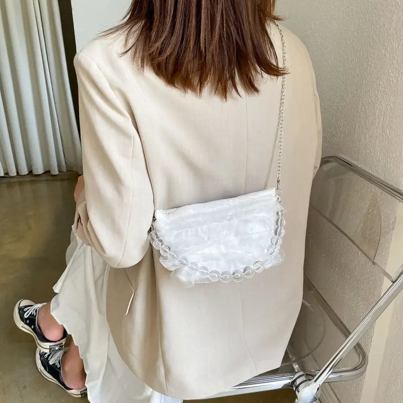 MBTI Summer Lace Shoulder Bag for Women Vintage Solid Evening Crossbody Bucket B