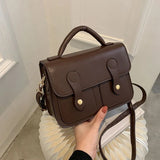 MBTI Vintage Handbag Solid Pu Leather Casual Flap Messenger Bag