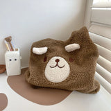 MBTI Women Lamb Shoulder Bag Soft Smiley Bear Large Capacity Portable Tote Bag