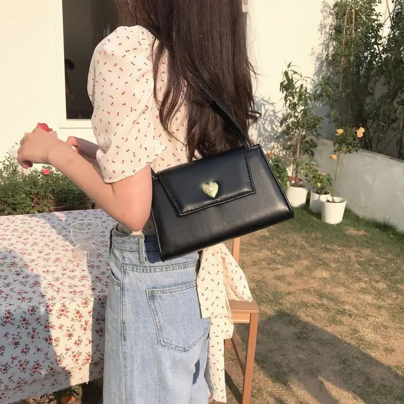 MBTI Women Vintage Shoulder Bag Solid Style Casual All-match Square Handbag