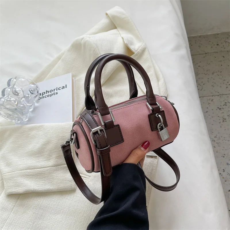 MBTI Pink Shoulder Bag Solid Autumn Purse Handbag Female Crossbody