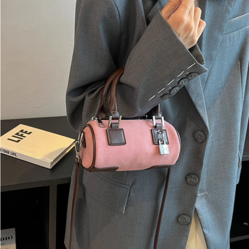 MBTI Pink Shoulder Bag Solid Autumn Purse Handbag Female Crossbody