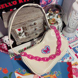 Y2k Embroidery Love Heart Shoulder Bag for Women