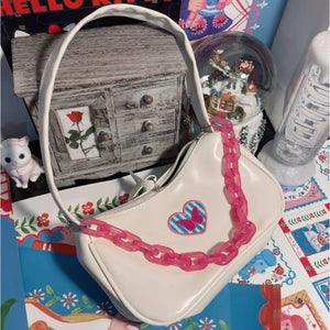 Y2k Embroidery Love Heart Shoulder Bag for Women
