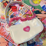 Y2k Embroidery Love Heart Shoulder Bag for Women