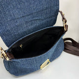 Denim Metal Lock Decoration Small Shoulder Cloth Bag