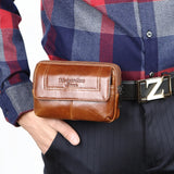 Men Leather Waist Bag Phone Pouch Fanny Pack Travel Waist Packs