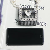 Rhinestone Lipstick Key Fanny Pack with Pearl Chain Handle