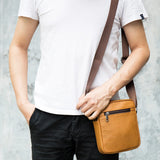 Men's Leather Crossbody Bag Messenger Handbag for Men