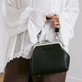 Vintage Women Bags Female Retro Shoulder Handbag Kiss Lock PU Leather Clip Bag