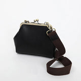 Vintage Women Bags Female Retro Shoulder Handbag Kiss Lock PU Leather Clip Bag