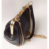 Vintage Women Bags Female Retro Shoulder Handbag Kiss Lock PU Leather Clip Bag