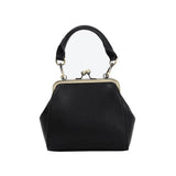 Vintage Women Bags Female Retro Shoulder Handbag Kiss Lock PU Leather Clip Bag