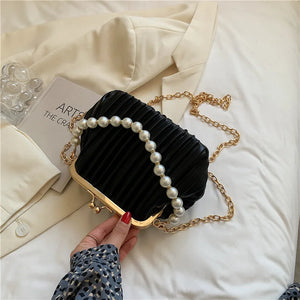 Women Clip Bags PU Leather Chain Crossbody Bag Summer Shoulder Handbag