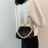 Women Clip Bags PU Leather Chain Crossbody Bag Summer Shoulder Handbag