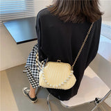 Women Clip Bags PU Leather Chain Crossbody Bag Summer Shoulder Handbag