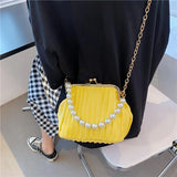 Women Clip Bags PU Leather Chain Crossbody Bag Summer Shoulder Handbag