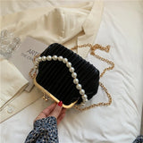 Women Clip Bags PU Leather Chain Crossbody Bag Summer Shoulder Handbag