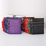 Women Crossbody Bags Leather High Multi-Zipper Soft Real Leather Messenger Bag