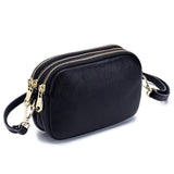 Small Leather Crossbody Bag 3 Layer Zip Wristlet Large Capacity Clutch Purse