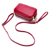 Small Leather Crossbody Bag 3 Layer Zip Wristlet Large Capacity Clutch Purse