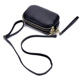 Small Leather Crossbody Bag 3 Layer Zip Wristlet Large Capacity Clutch Purse