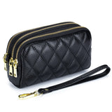 Women Leather Clutch Wallet Large Capacity Three-Zipper Long Money Bag Purse