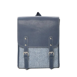 Vintage Women Backpack Leather Nylon School Bag for Teenage Girl