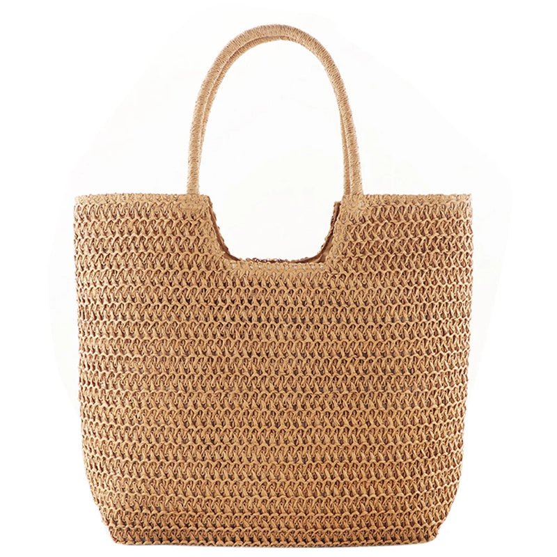 Straw Shoulder Bag Rattan Beach Bags Woven Handle Casual Lady Totes Shopping