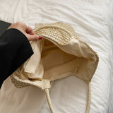 Straw Shoulder Bag Rattan Beach Bags Woven Handle Casual Lady Totes Shopping
