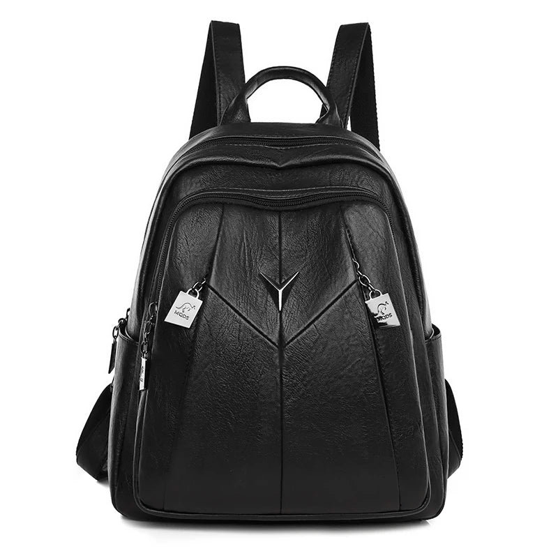 Casual Women Leather Backpack Large Capacity School Bag Girls Travel Backpack