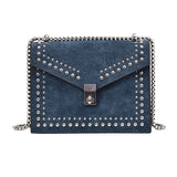 Women Chain Rivet Lock Crossbody Bags Travel Small Flaps Shoulder Messenger Bag