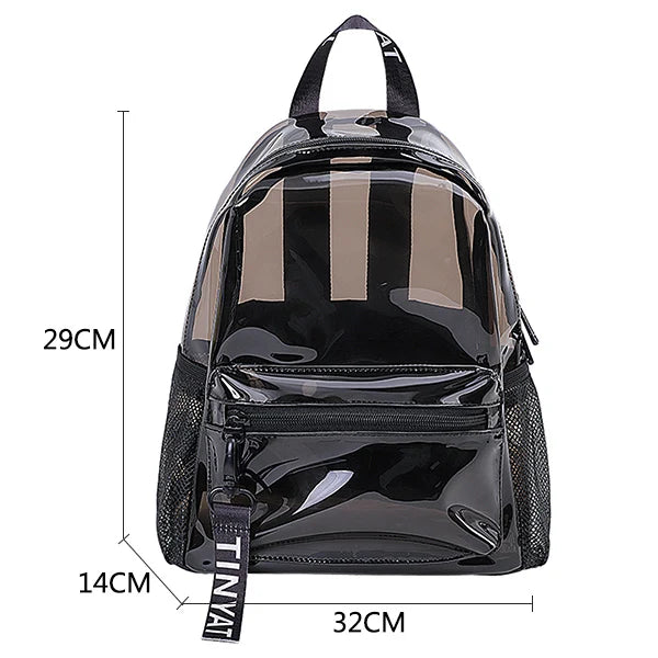 Clear PVC Women Jelly School Bag with Zipper Inside Pocket
