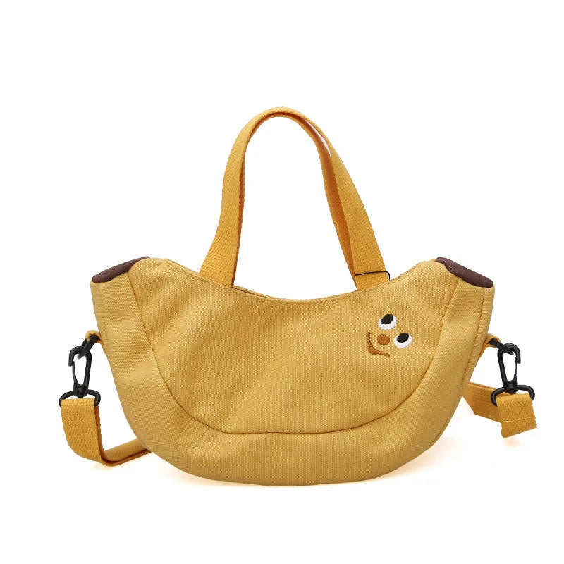 Banana Embroidered Canvas Shoulder Bag Crossbody Messenger Small Handbag Purse