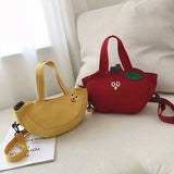 Banana Embroidered Canvas Shoulder Bag Crossbody Messenger Small Handbag Purse