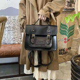 Preppy Style Pu Leather Shoulder Bag Vintage Tote All Match Female Handbags
