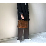 Preppy Style Pu Leather Shoulder Bag Vintage Tote All Match Female Handbags