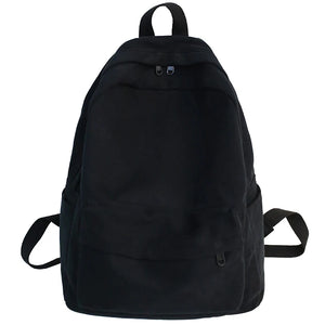 Large Capacity Cotton Backpack for Teenagers - Solid School Bag