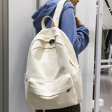 Large Capacity Cotton Backpack for Teenagers - Solid School Bag